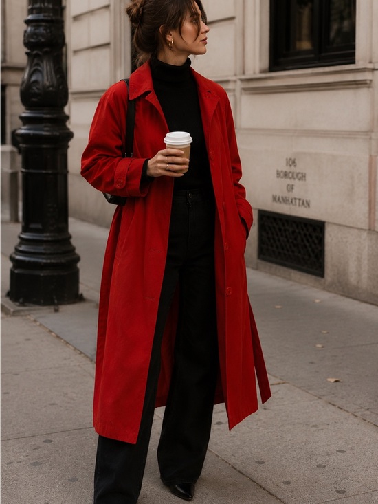 Gallery Jackets & Blazers - Gallery Petite Red Trench Coat | Size 10 | Classic Belted Rain Coat